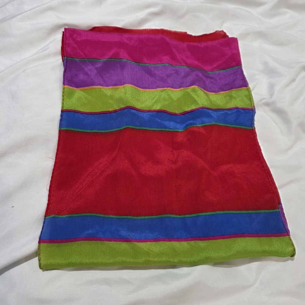 Vintage Liz Claiborne Silk Scarf Colorblock 90S Retro Bold Luxury